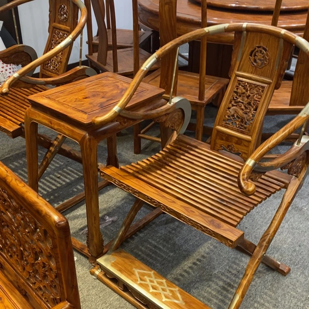 幸***7香枝木类成套家具海南黄花梨降香黄檀交椅三件套