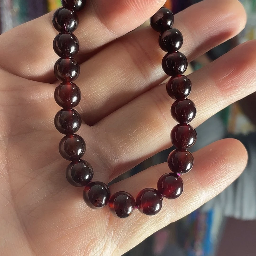 玛瑙/玉髓珠宝半成品未镶嵌唯**離石榴石8mm一串