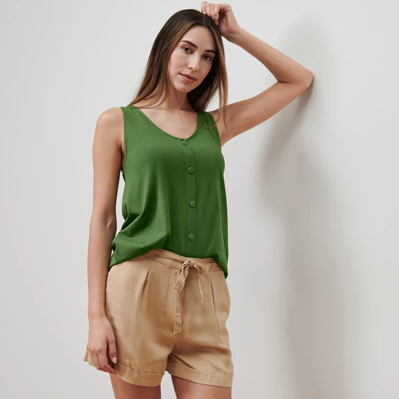 【大春子外贸】德国单女式夏天薄款无袖背心竹节棉可外穿大码上衣