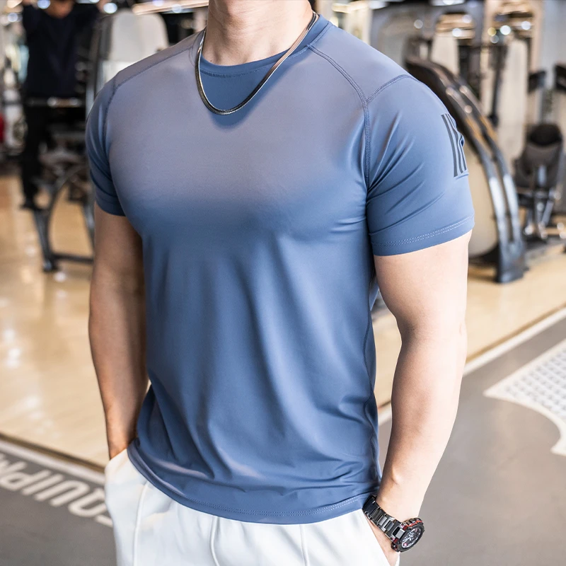 夏季新款男士跑步训练运动健身上衣速干短袖t恤男款