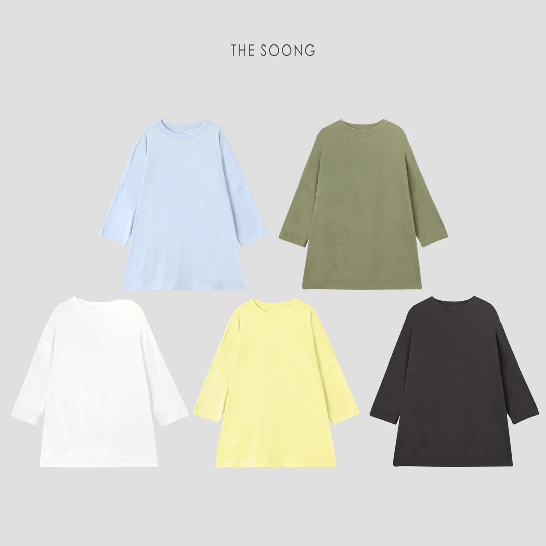 THESOONG|"糖果系列"极简质感软糯大版圆领T恤上衣HWTX6682