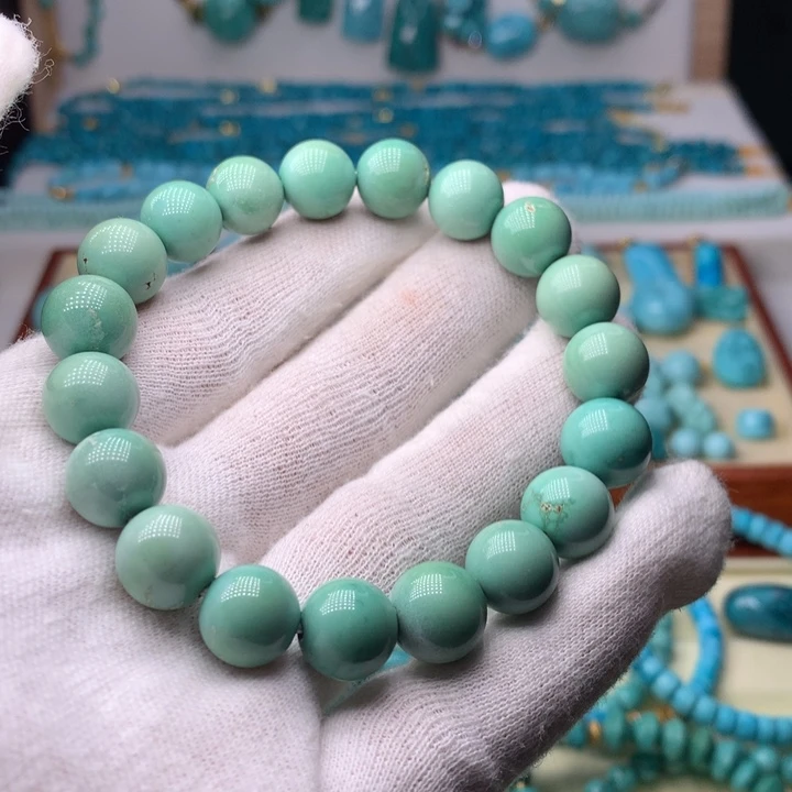 绿松石未镶嵌圆珠手串