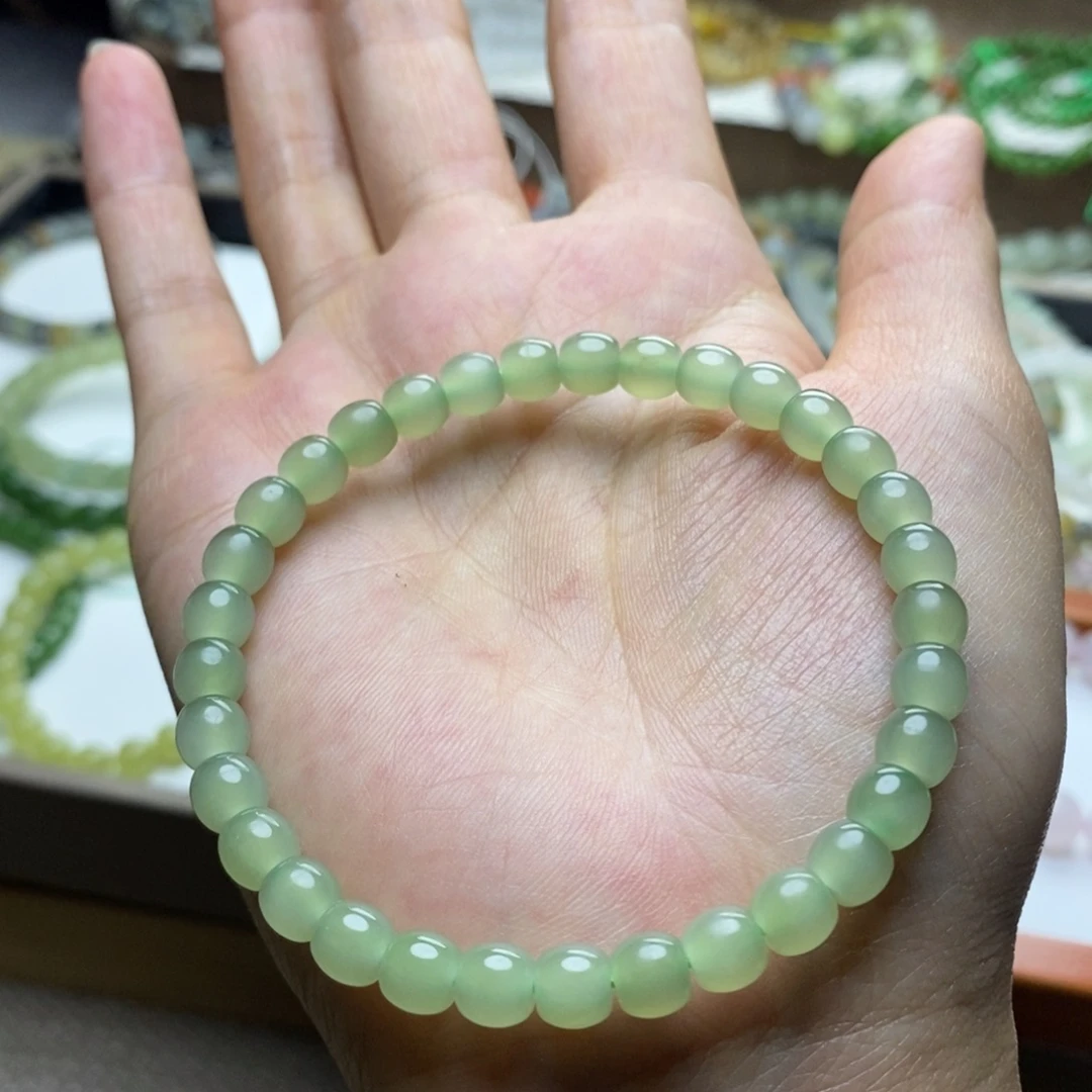 手链未镶嵌和田玉6mm高冰晴水直切