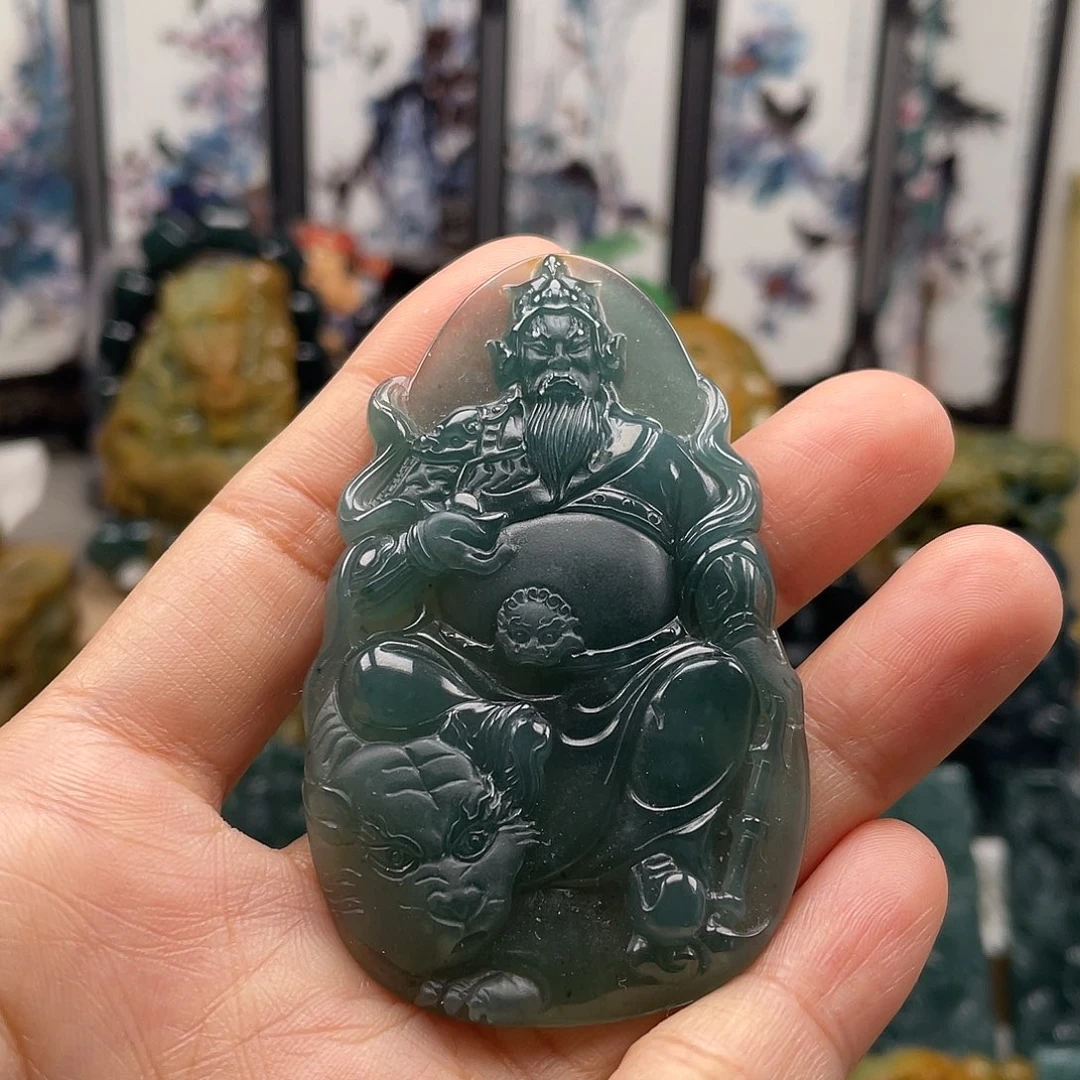 翡翠未镶嵌颈饰天然翡翠a货赵公明