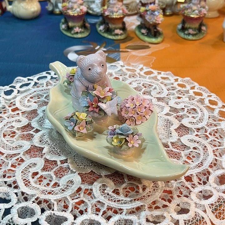 陶瓷小熊花船 31×13厘米左右 老货库存