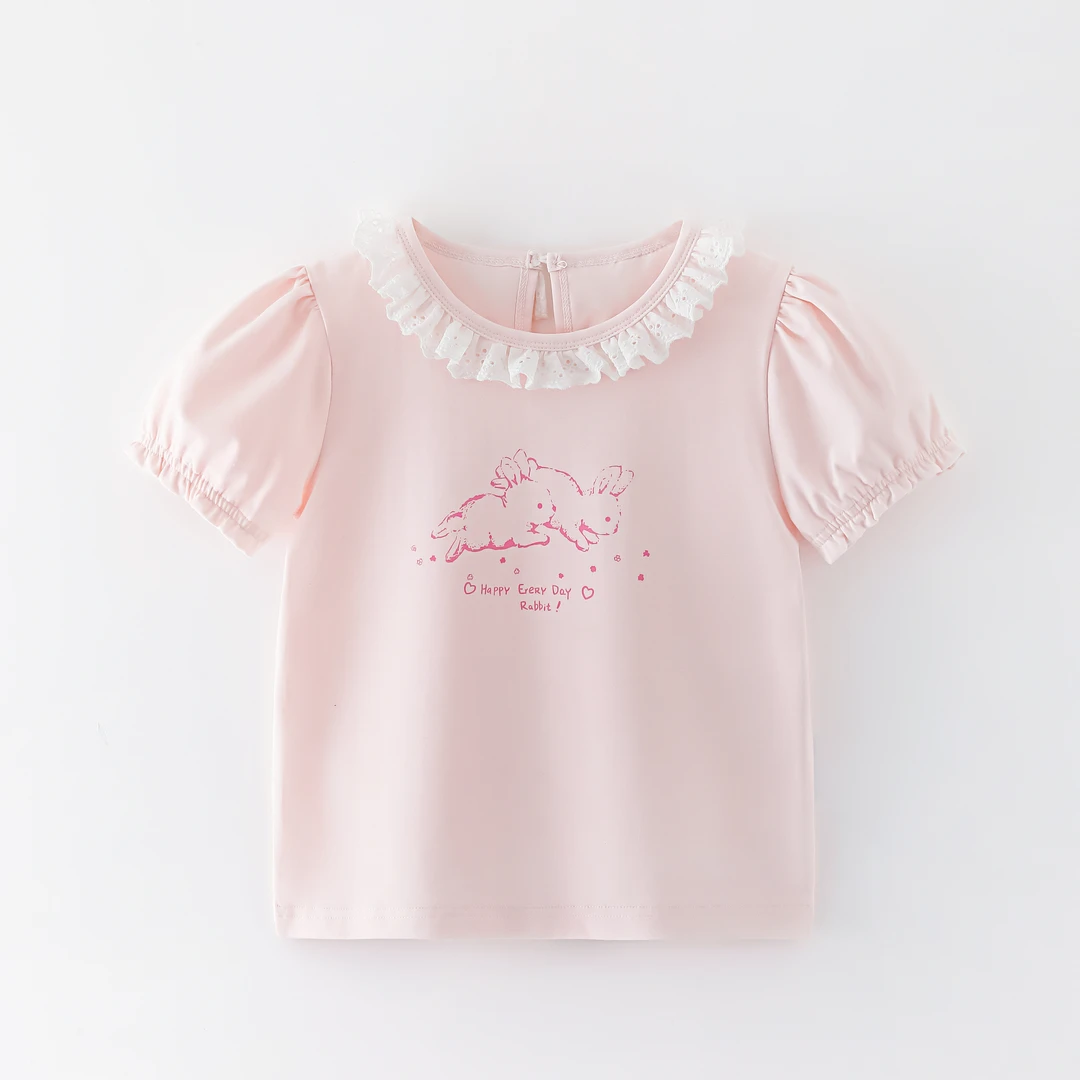 儿童T恤女中小童两只小兔短TTX162