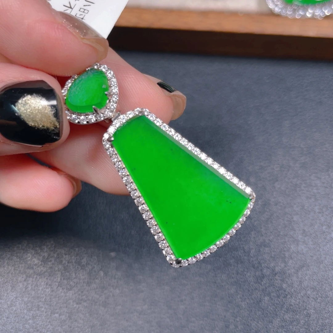 翡翠银S925镶嵌挂件hjj