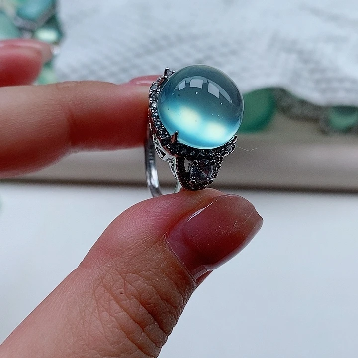 蛇纹石玉银S925镶嵌戒指?*流