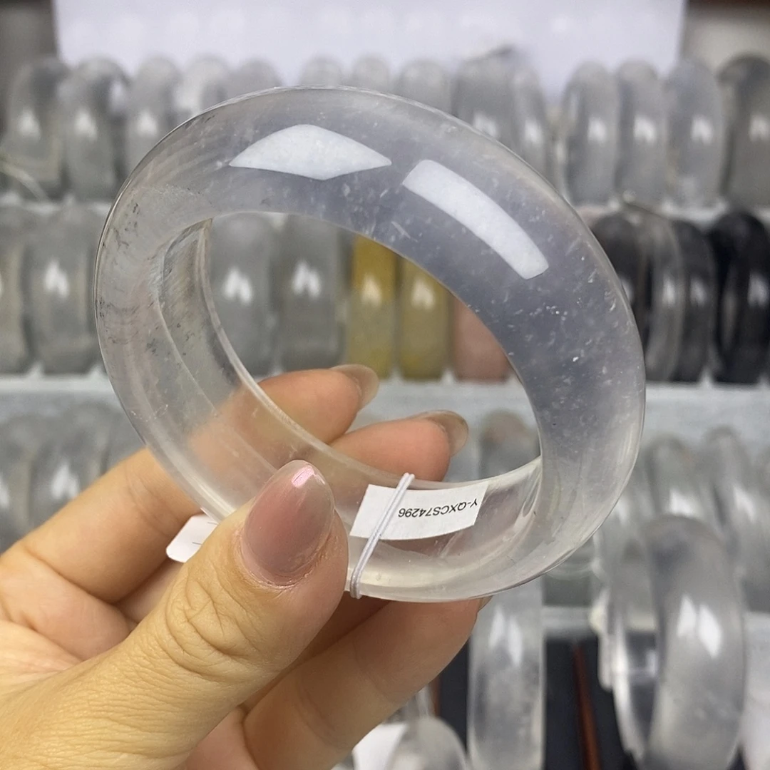 石英质玉未镶嵌手镯58黑钢飘雪轮胎包容4296