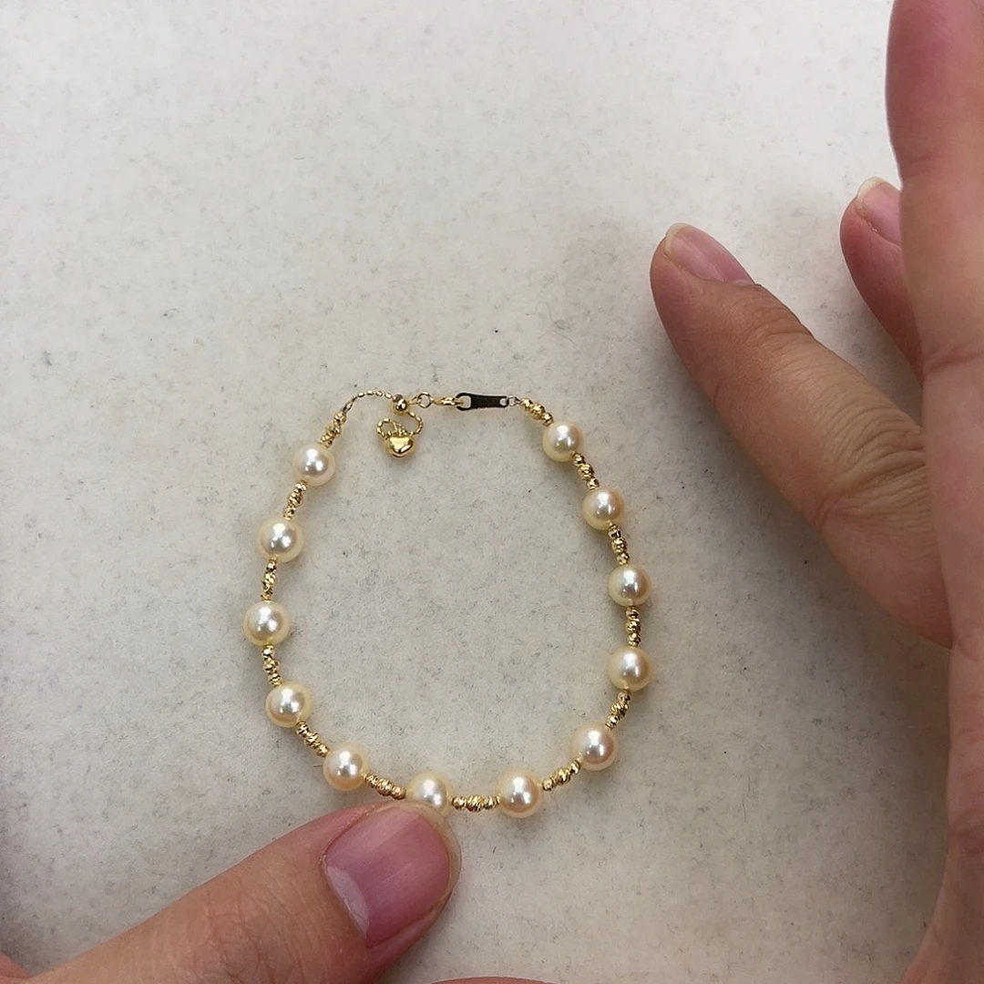 手绳18K金镶嵌海水珍珠