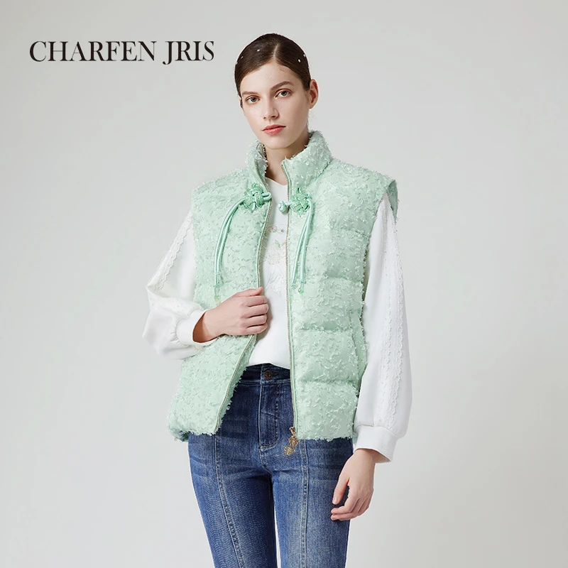 【媛媛专享】朝峰秋季时尚保暖立体剪花羽绒外套马甲FJE3B622-6032Y