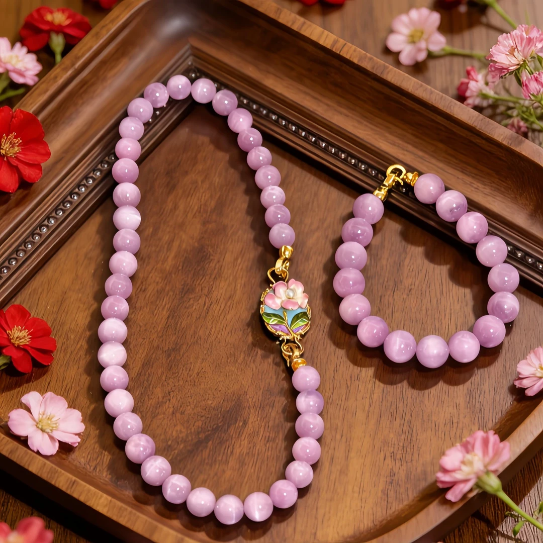 【紫藤萝】天然紫锂辉石项链女百搭项链【多样性发1】