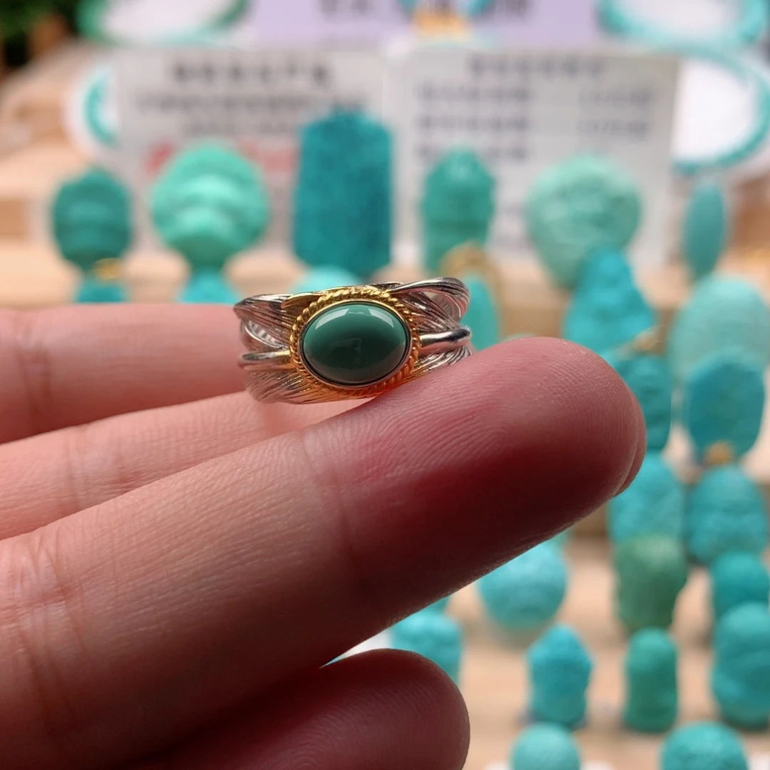 绿松石戒指银S925镶嵌