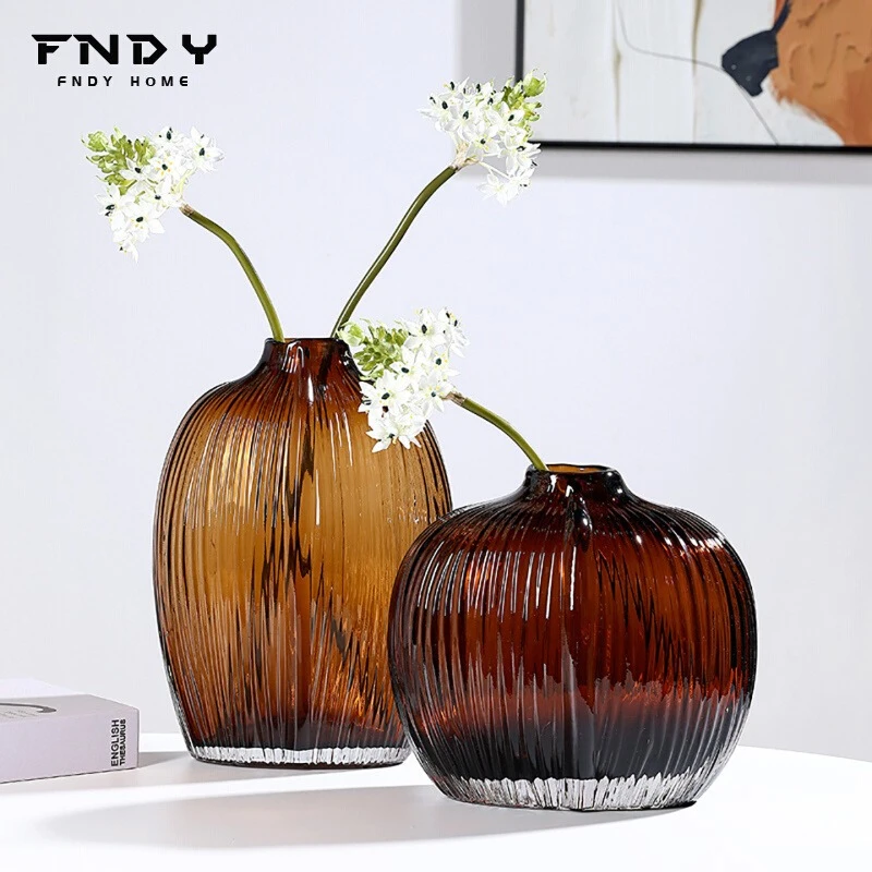 北欧简约玻璃透明花瓶高档客厅插花家居鲜花水培花器餐桌装饰摆件