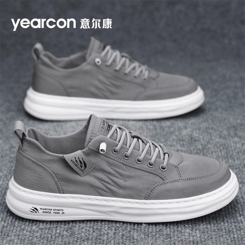 YEARCON/意尔康男鞋2025新款秋季透气一脚蹬男士休闲百搭帆布板鞋