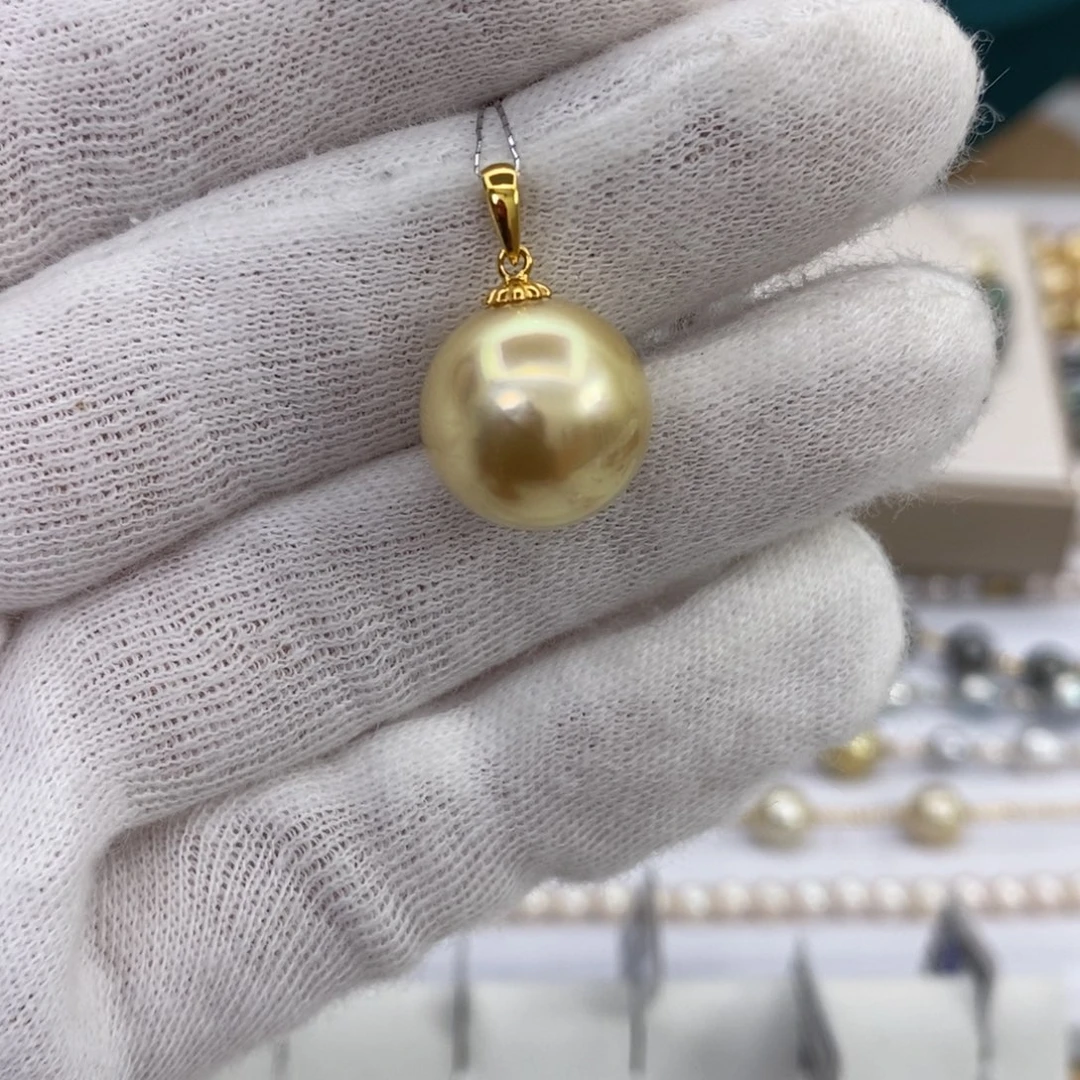 海水珍珠颈饰18K金镶嵌13-14mm