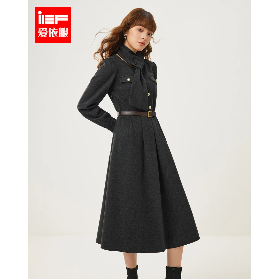 IEF/爱依服连衣裙2025冬季新款法式成熟优雅气质高级感连衣中裙