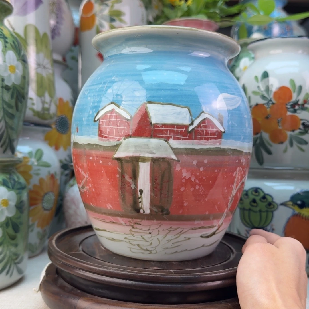 景德镇陶瓷手绘花瓶无孔