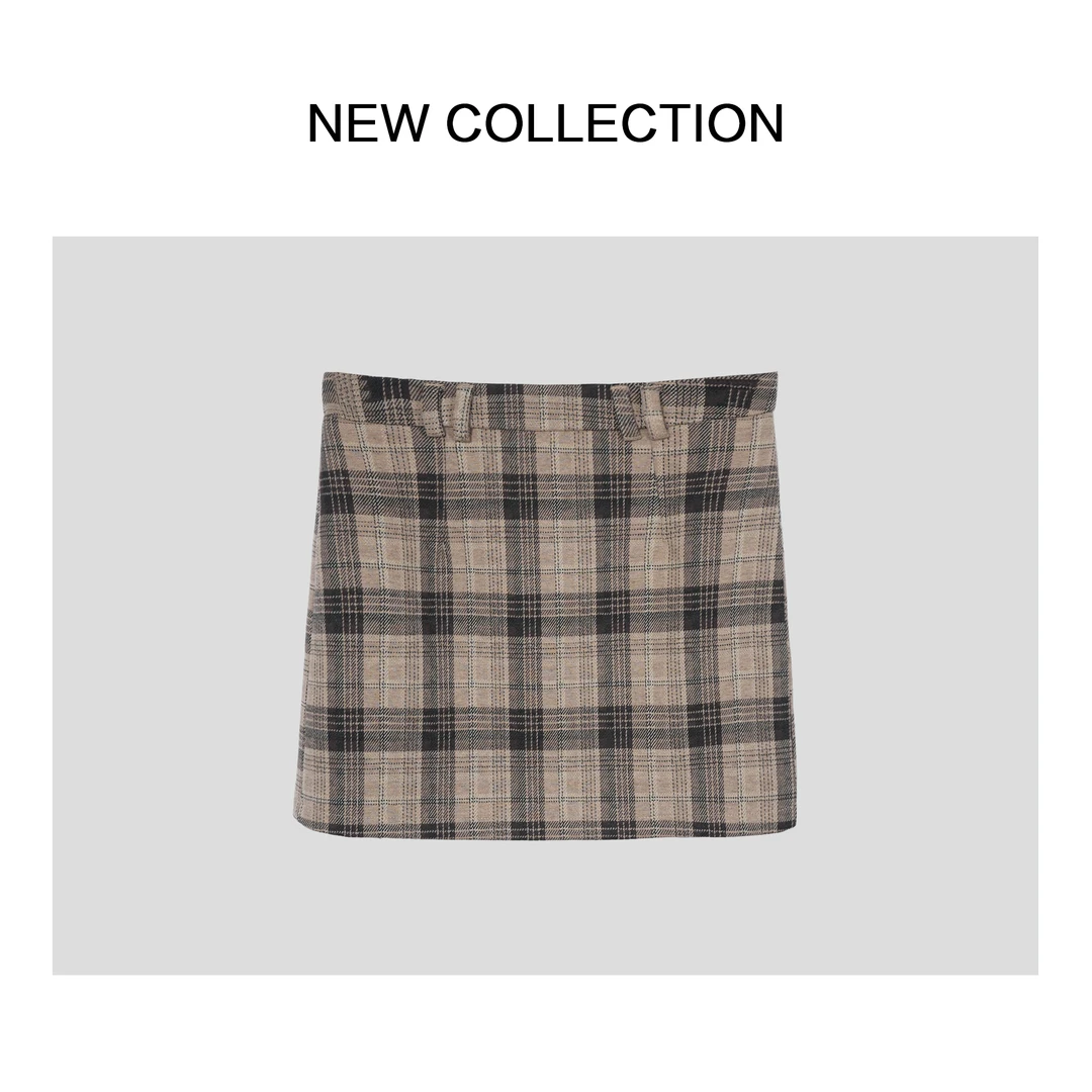 【小依专享】Q1F58002 秋季新品-女士经典格子百搭款式短裙-8002