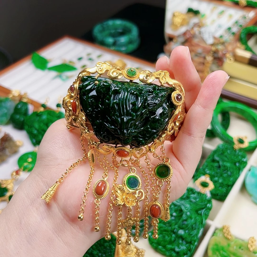 【闪购商品】银S925镀金镶嵌手镯翡翠一***苗