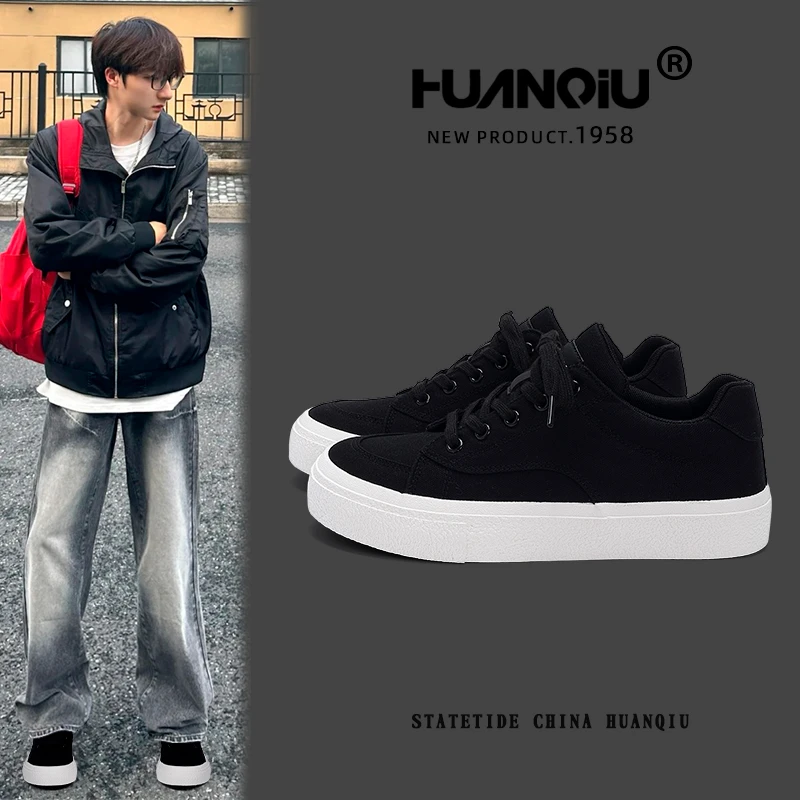 环球帅气时尚帆布鞋男2025秋季新款小众百搭舒适休闲潮流ins潮鞋