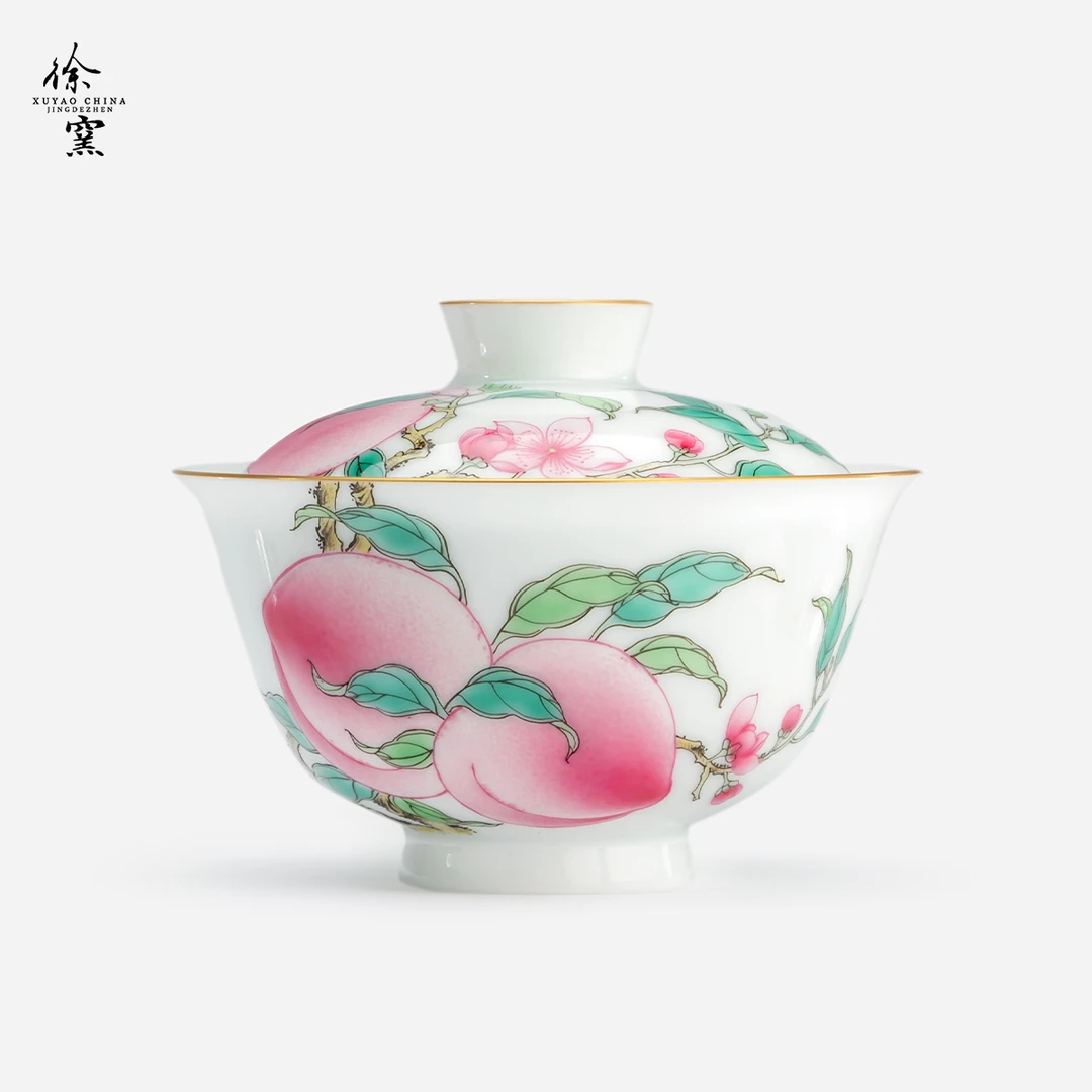 徐窑三桃元宝盖碗