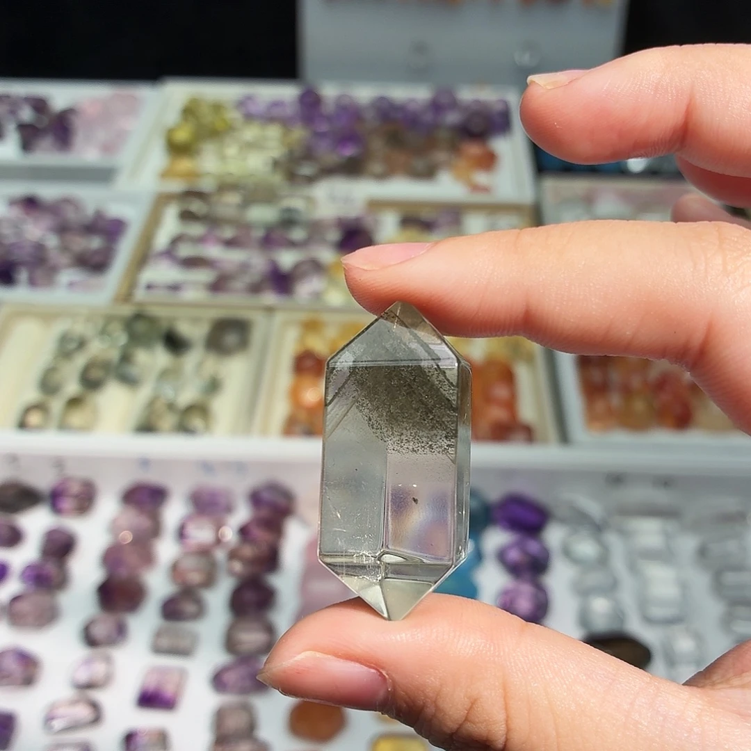 吊坠(不含链)水晶未镶嵌绿幽灵 双尖 打孔定制不退换