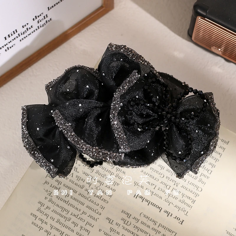 若樱落优雅满天星新年蝴蝶结抓夹法式百搭气质发夹头饰