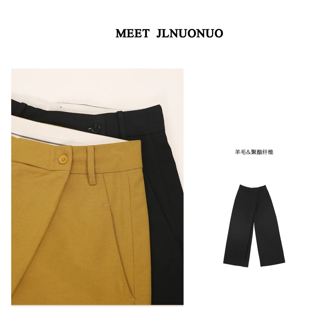 JLNUONUO   雅绅风度设计师款小众羊毛阔腿大西裤