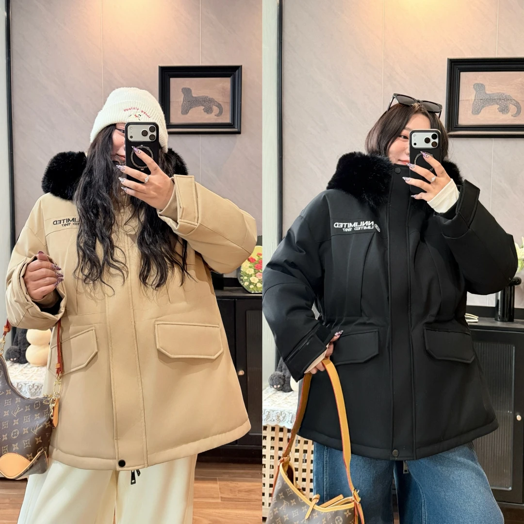 花契“捷克雪桥”大码女装冬季宽松200斤胖mm毛茸茸短外套8930-H