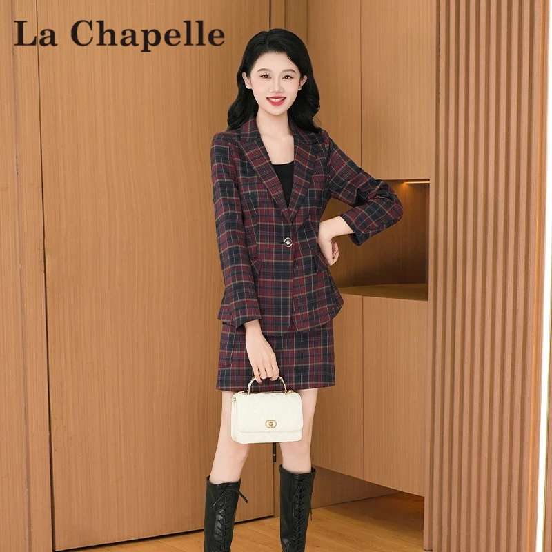 【拉夏】格纹贵夫人职业休闲套装2025新款早秋长袖40减龄穿搭一整套