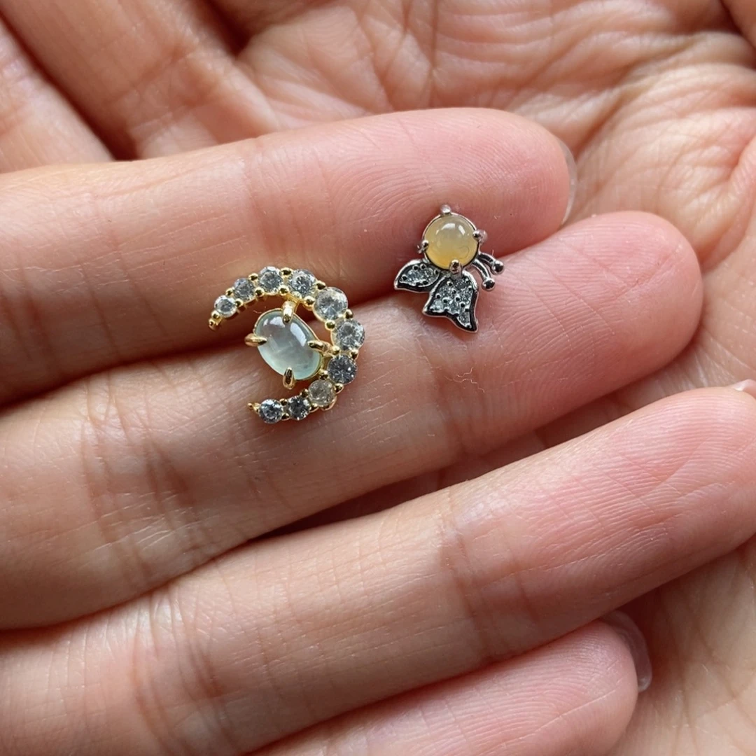 翡翠耳饰银S925镶嵌田**娘翡翠首饰