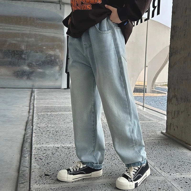 男童裤子春秋款直筒儿童牛仔裤春秋款2024春季新款中大童24CK6861