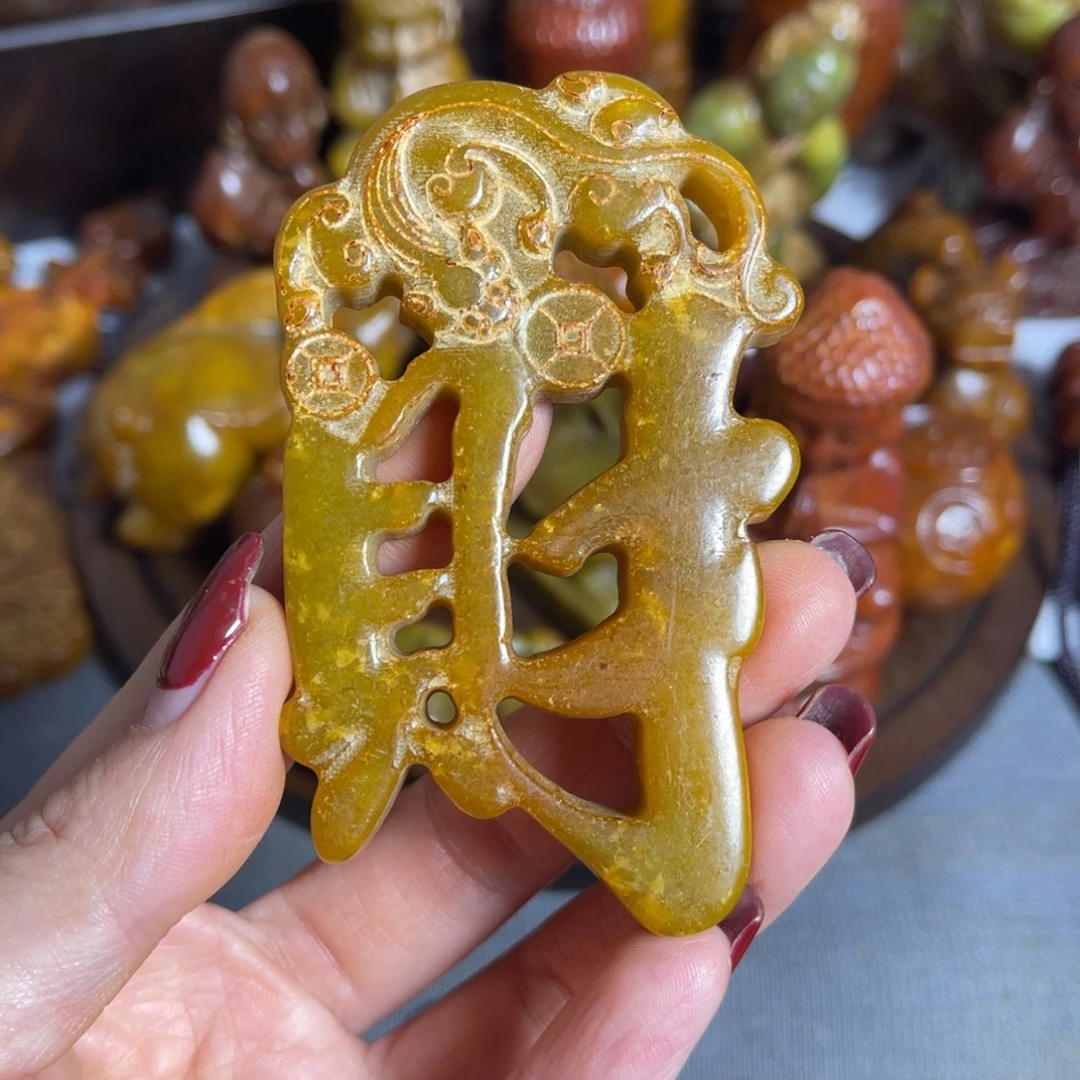 蛇纹石玉合金颈饰