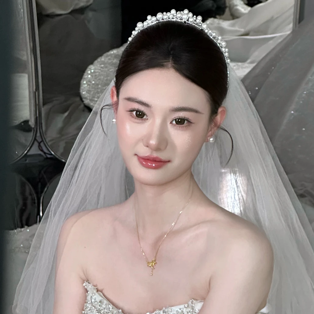 韩式甜美新娘皇冠简约精致锆石蝴蝶结珍珠王冠结婚主婚纱礼服头饰