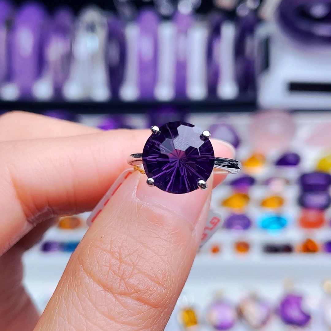 银S925镶嵌戒指紫晶天然保真