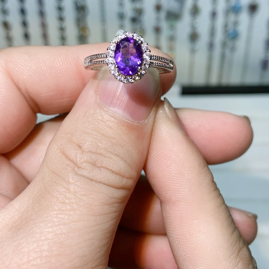 绿水晶戒指银S925镶嵌