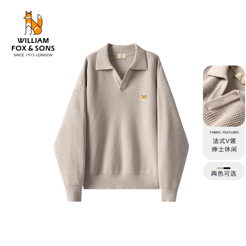 英国小狐狸2025秋季设计感毛茸纱线毛衣浪漫法式V领针织衫情侣款