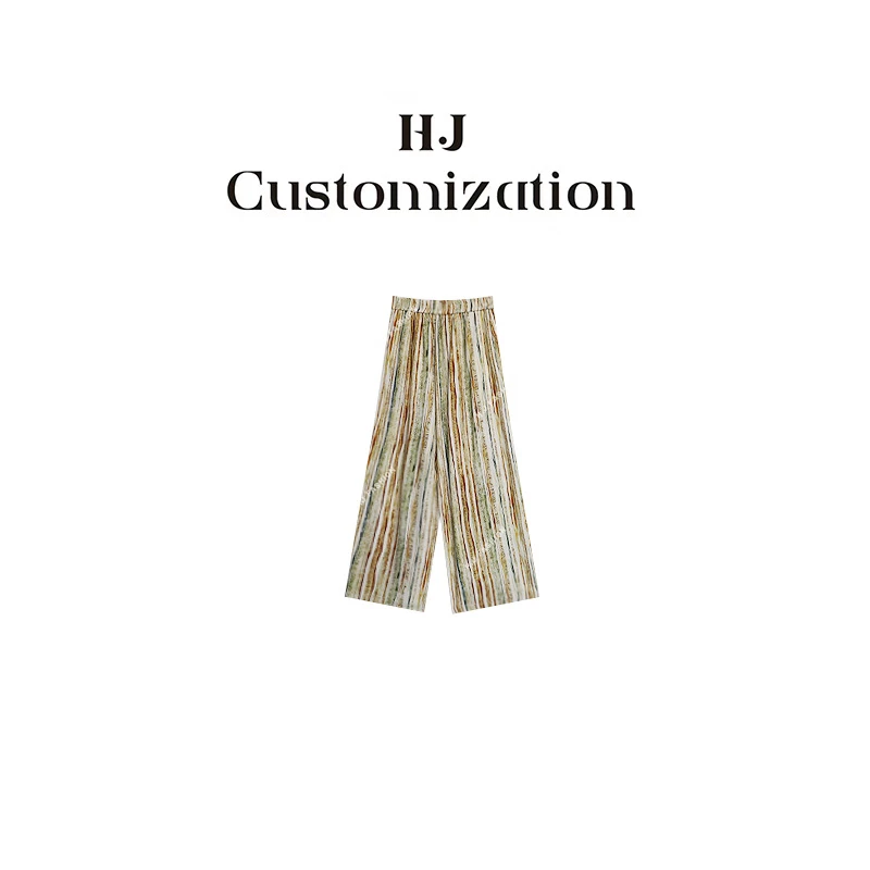 【 H·J 】“霞染云裳”韩版时尚调性亚麻阔腿裤5627