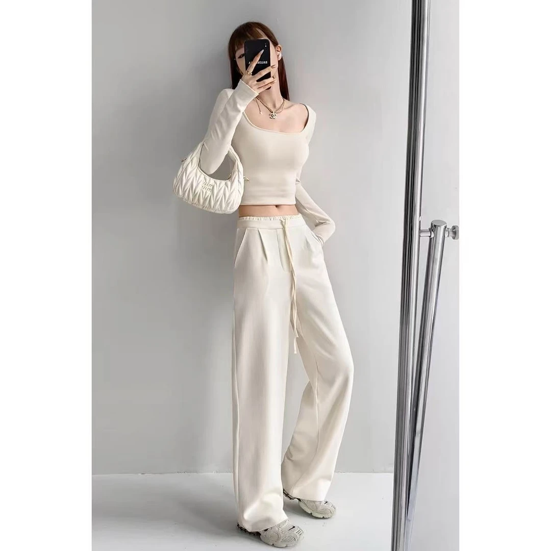 ZM2486 新款时尚百搭松紧腰休闲裤