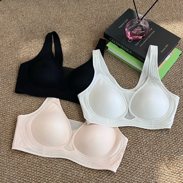 新款超薄凉感透气网纱无痕无钢圈软支撑女士文胸背心式