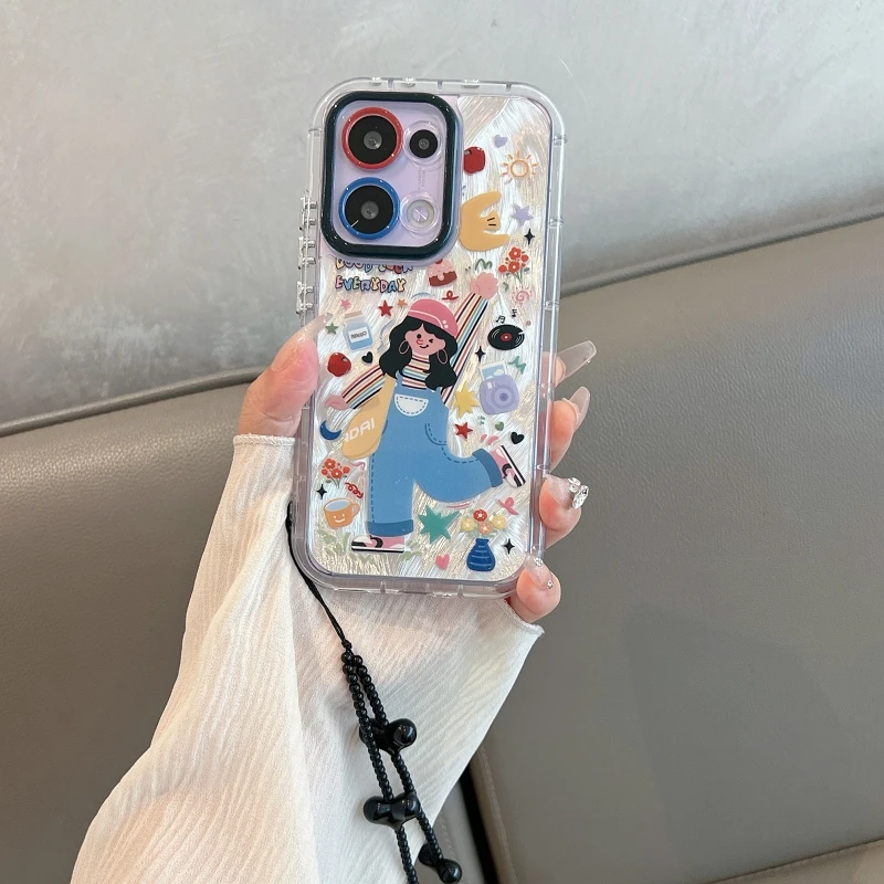 适用opporeno14手机壳女防摔reno13涂鸦女孩苹果华为荣耀vivo小米