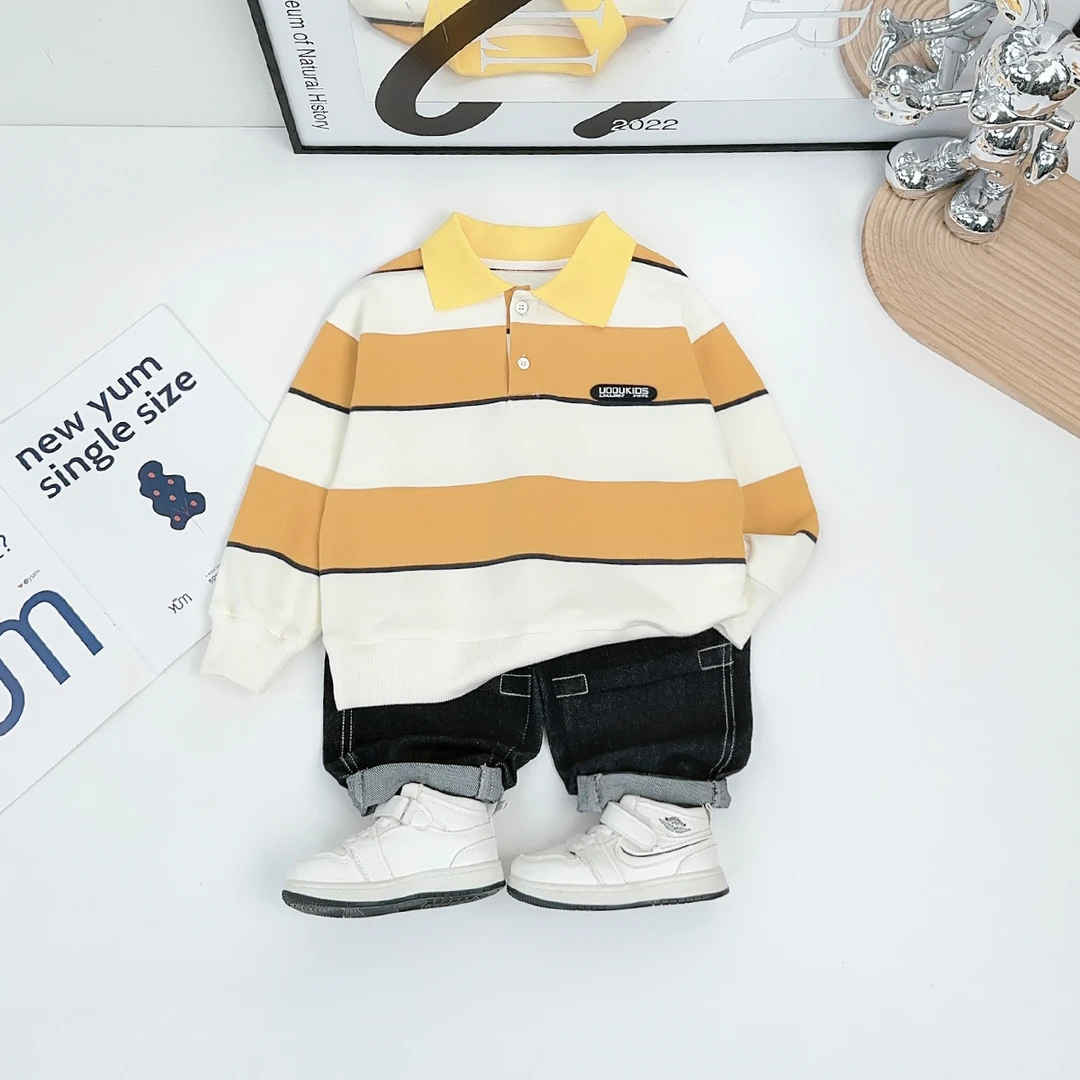 儿童POLO衫长袖卫衣2025新款春装男童洋气 BQ25073D 悠悠童话童装