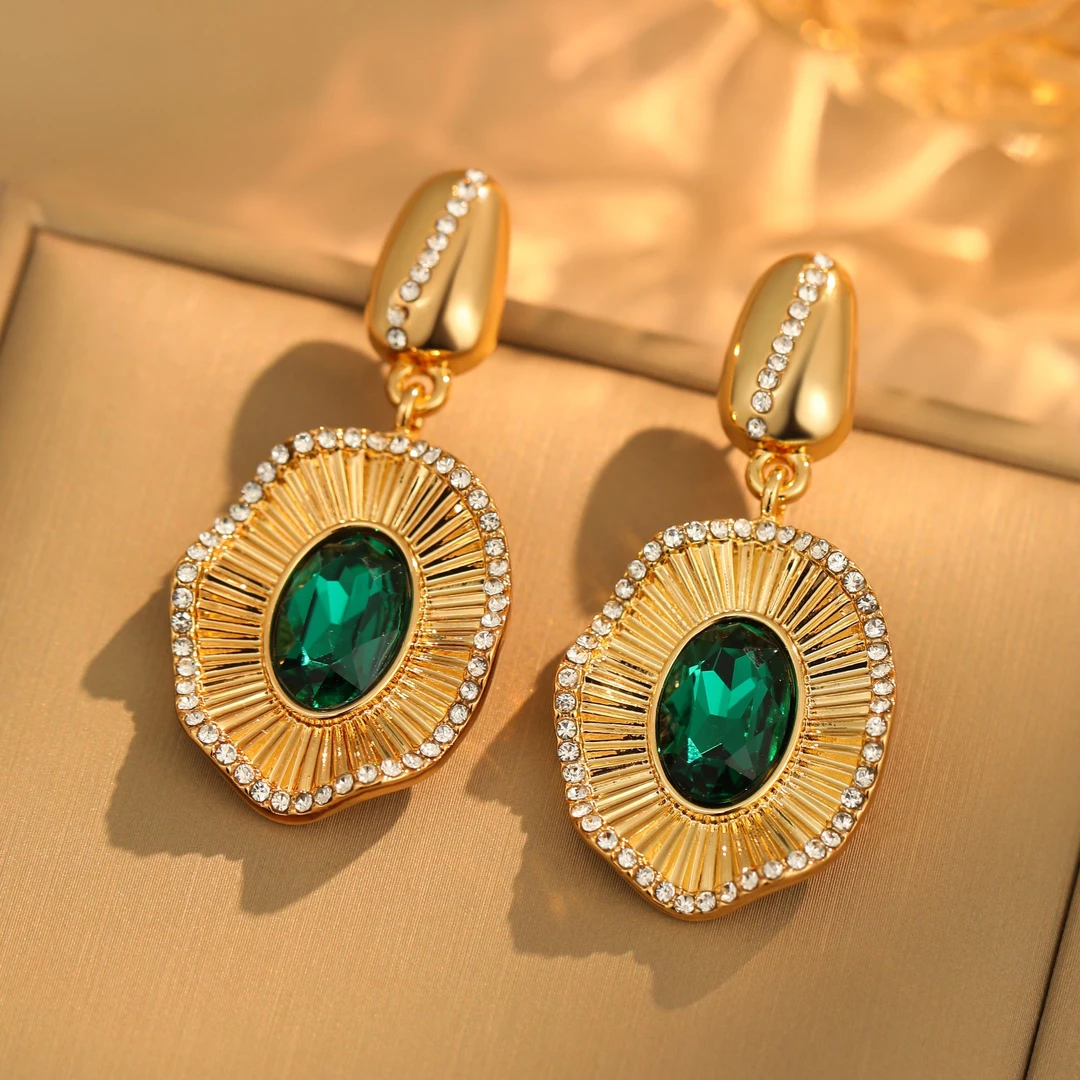 铜合金合成锆石耳饰 【LANSE 新年系列·太阳女神的凝视】优雅耳环