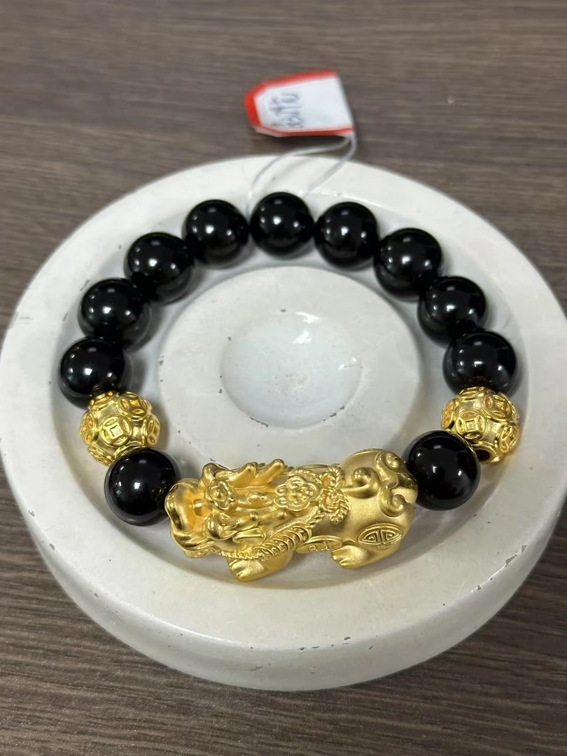 【足金999】卡12如意貔貅+2颗钱币转运珠