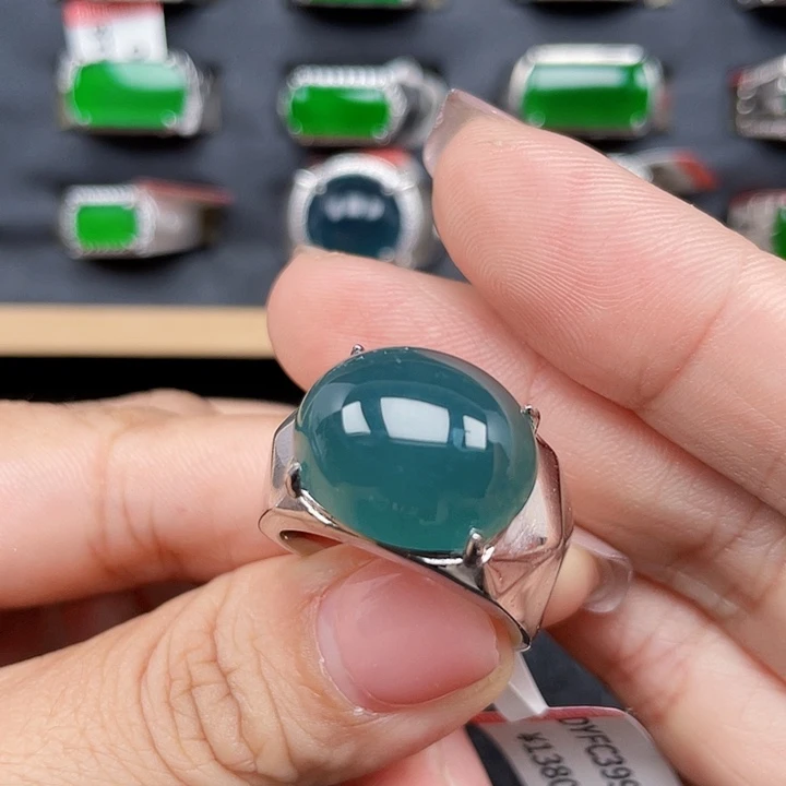 翡翠银S925镶嵌戒指编号3990没运费险