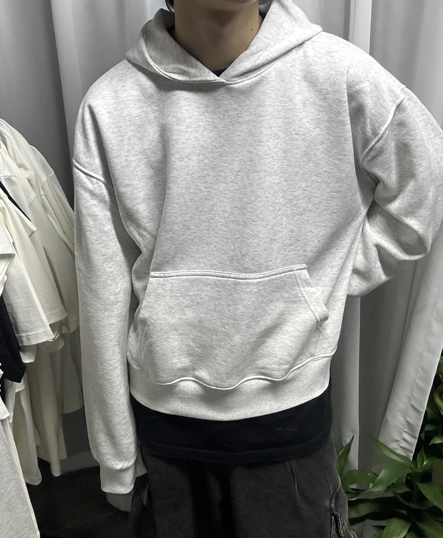套头男男士纯色春秋连帽长袖男士花灰连帽宽松卫衣秋冬秋季运动