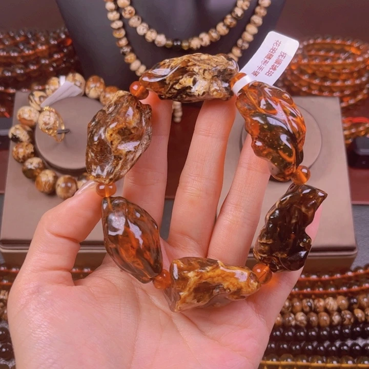 琥珀手链未镶嵌抚顺琥珀手串手链