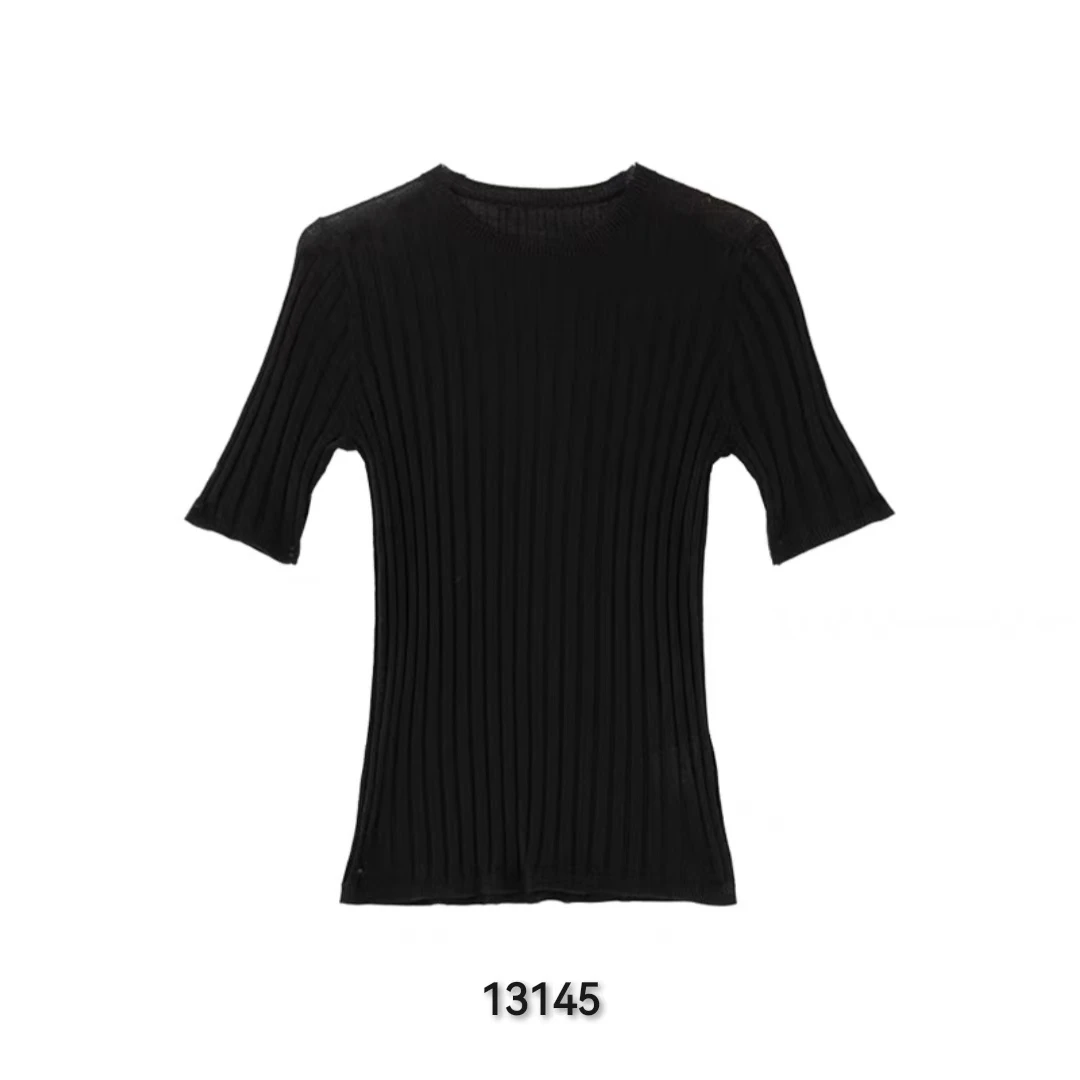 13145（部分无水洗唛，介意慎拍）WANGDAN新款净版坑条短袖