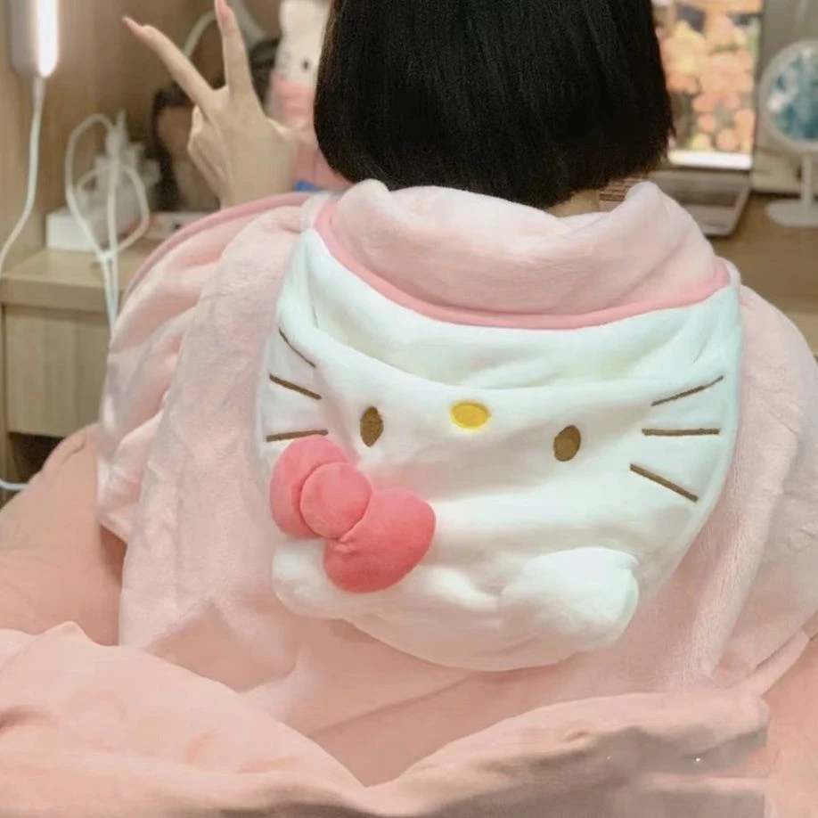 卡通猫咪新款毯子夏办公室午睡空调毯毛毯午休神器珊瑚绒披肩毯gh